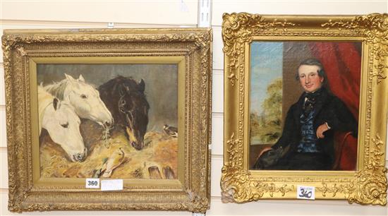 Mollins after Herring, oil of horses, 30 x 25cm